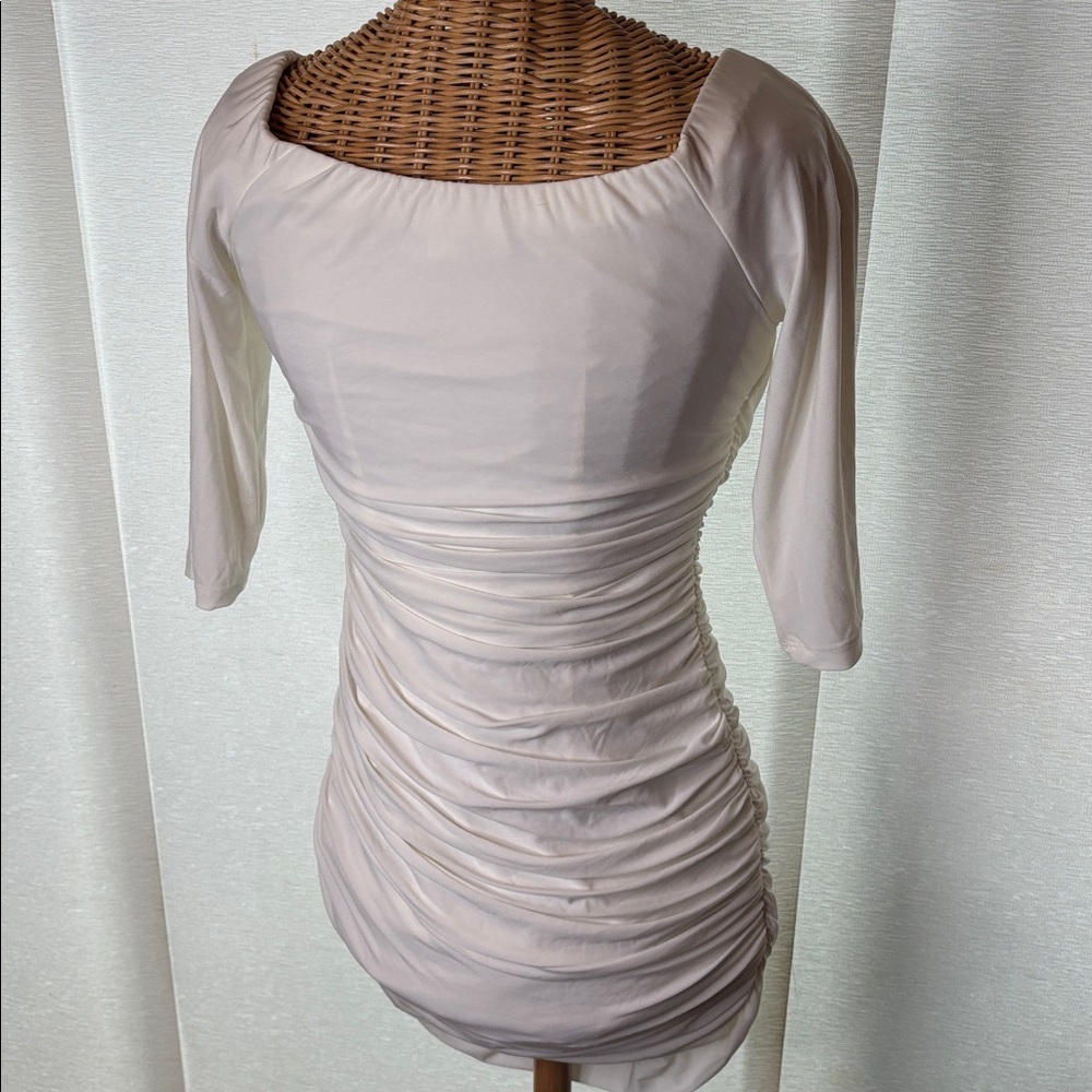 Pinup Couture White Off-Shoulder Ruched Midi Dress - Picture 5 of 8